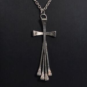 Vintage Brutalist Hank Brinkman Horseshoe Nail Art Cross Large Pendant